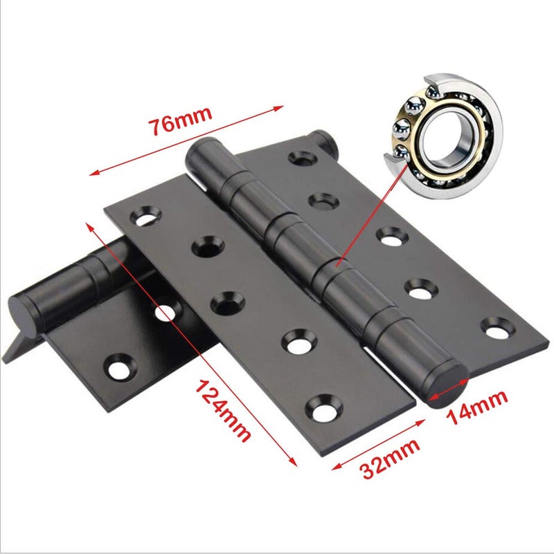 Hyever 2 Pcs 5" Stainless Steel Ball Bearing Door Hinges with Square Corner for Heavy Duty Wood Door,1/8 Inch Thickness Matte Black - Image 4